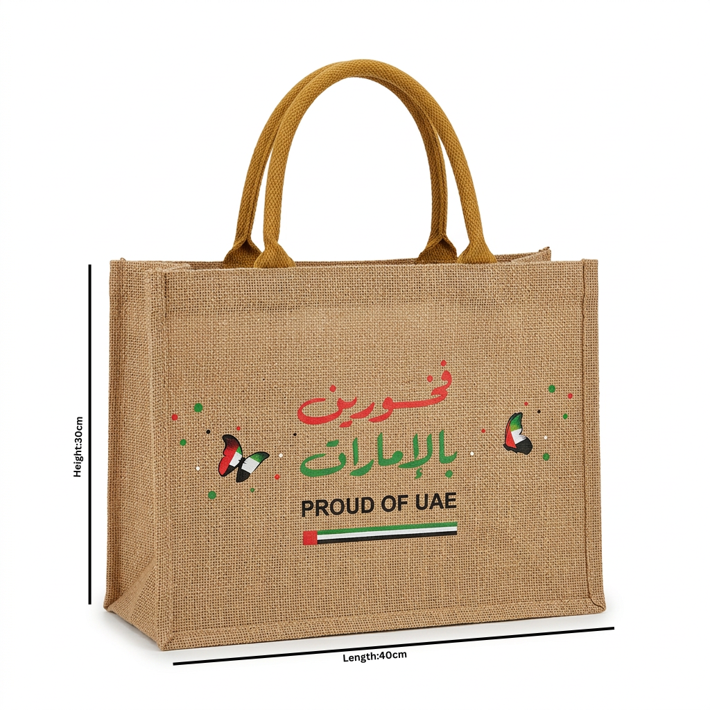 UAE-Inspired Arabic Calligraphy Jute Tote Bag - 30×40cm