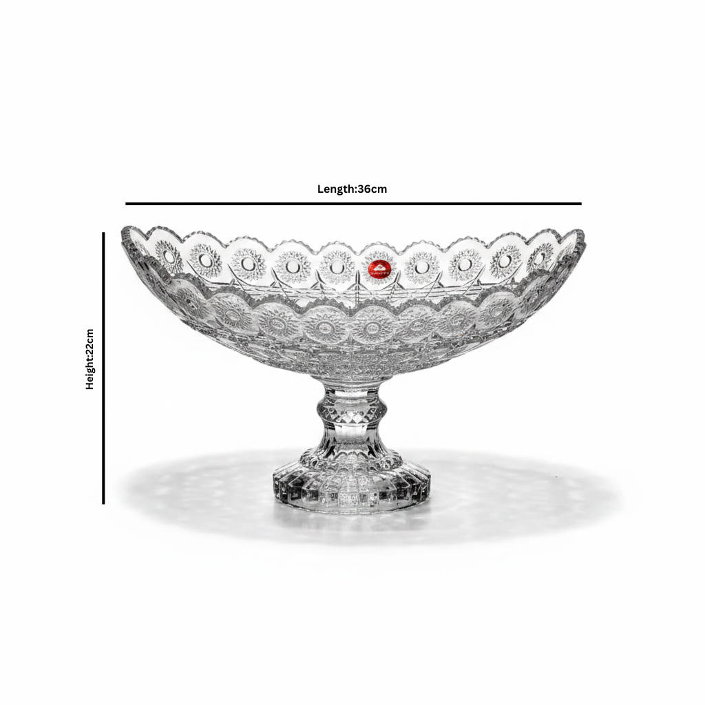 Sakura Crystal Clear Glass Footed Fruit Bowl - 36×22 cm