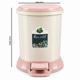 Plastic Pedal Dustbin Cream & Pink - 33×25cm