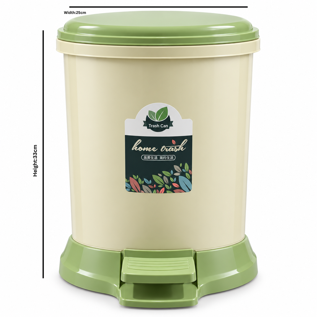 Plastic Pedal Dustbin Green - 33×25cm