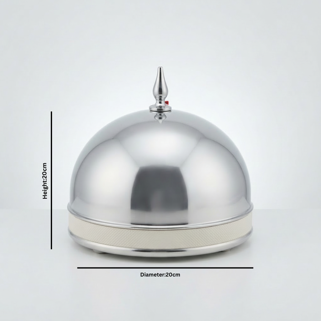 Silver Steel Bowl with Dome Lid - 20×20 cm