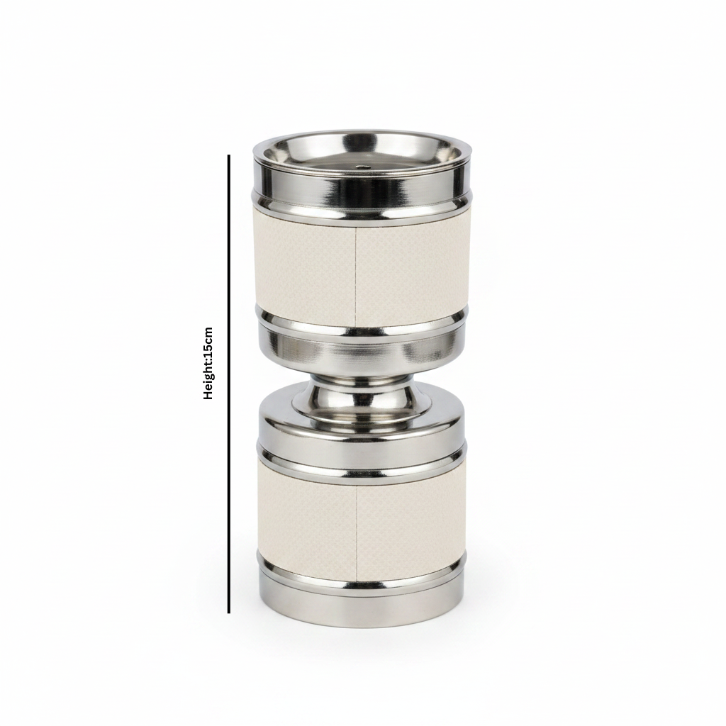 Silver & Cream Steel Incense Burner — 15cm