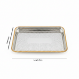 Najib Gold & Silver Metal Serving Tray - 45×30 cm