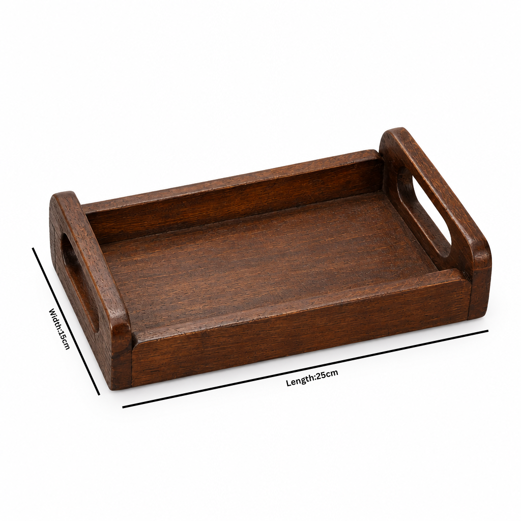 Luhpar Rectangular Wooden Tray with Cutout Handles -  25×15cm