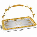Germax Stainless Steel Rectangular Serving Tray Silver & Gold - 38×18cm
