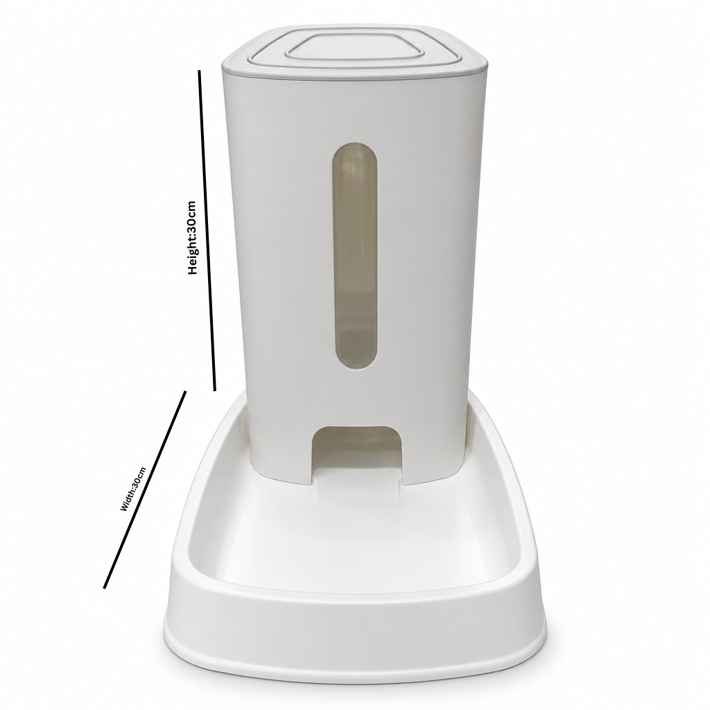 Plastic Pet Food Feeder with Dispenser White - 30×30cm