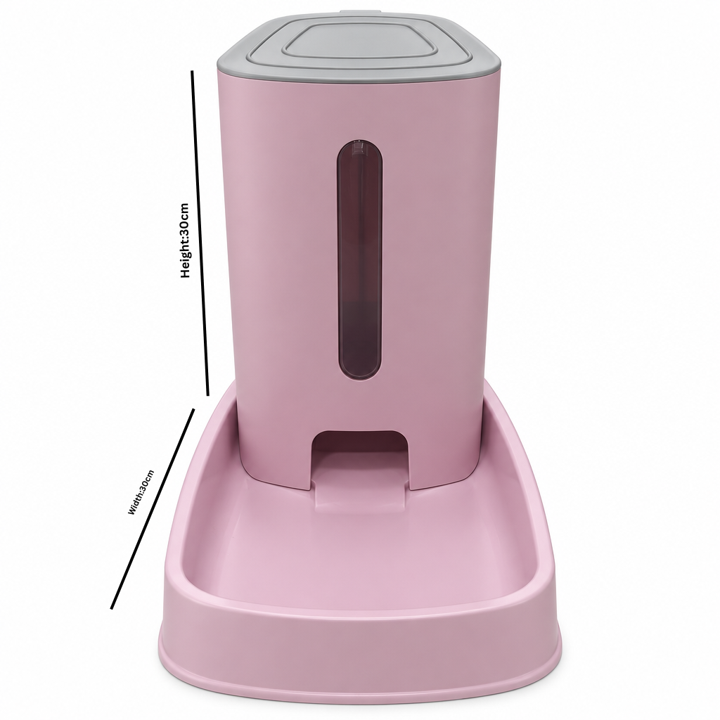 Plastic Pet Food Feeder with Dispenser Pink - 30×30cm