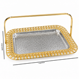 Rectangular Metal Serving Tray with Handle - 32×22cm