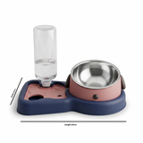 Plastic & Metal Pet Food and Water Server with Bottle Navy Blue & Pink - 30×15cm