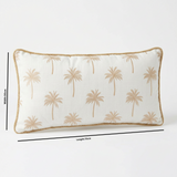 Rectangular Palm Tree Design Cushion Ivory & Beige - 30×70cm