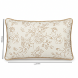 Rectangular Floral Cushion Ivory & Beige - 28×50cm