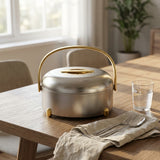 Almarjan 3-Piece Hot Pot Set – 2.5, 3.5 & 4.5 Litres – Matt Nickel with Matt Gold