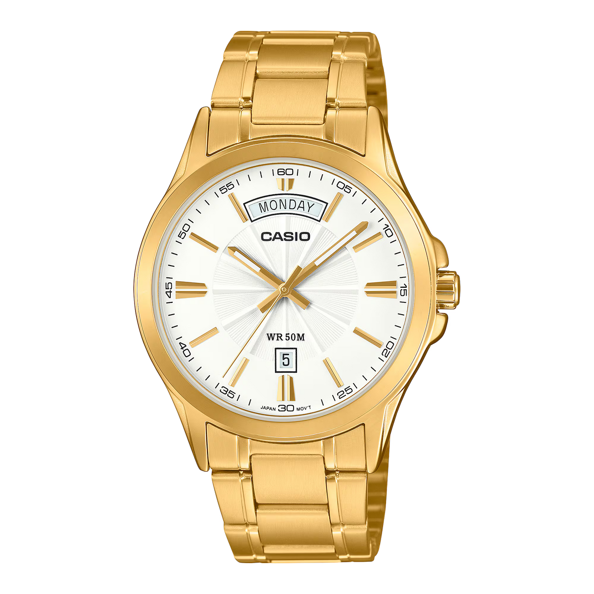 Casio Standard Analog Gold Tone Stainless Steel White Dial Quartz MTP-1381GD-7AV Men's Watch