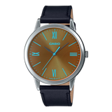 Casio MTP-E600L Men's Analog Watch with Green Dial and Black Leather Strap