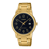 Casio Men's MTP-V002G-1BUDF Black Dial Gold-Tone Stainless Steel Watch