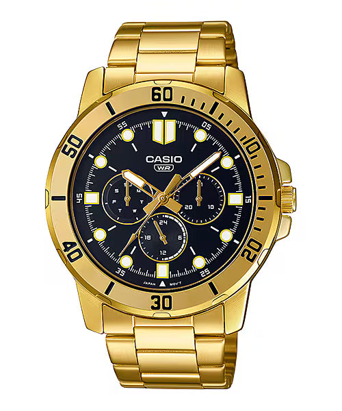 Casio Enticer MTP-VD300G-1E Men's Analog Black Dial Gold-Tone Watch"