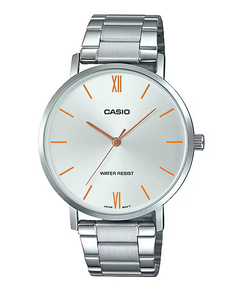 Casio Men's Watch MTP-VT01D-7BUDF, Silver Dial, Stainless Steel Band, Water Resistant