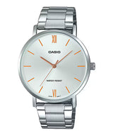 Casio Men's Watch MTP-VT01D-7BUDF, Silver Dial, Stainless Steel Band, Water Resistant