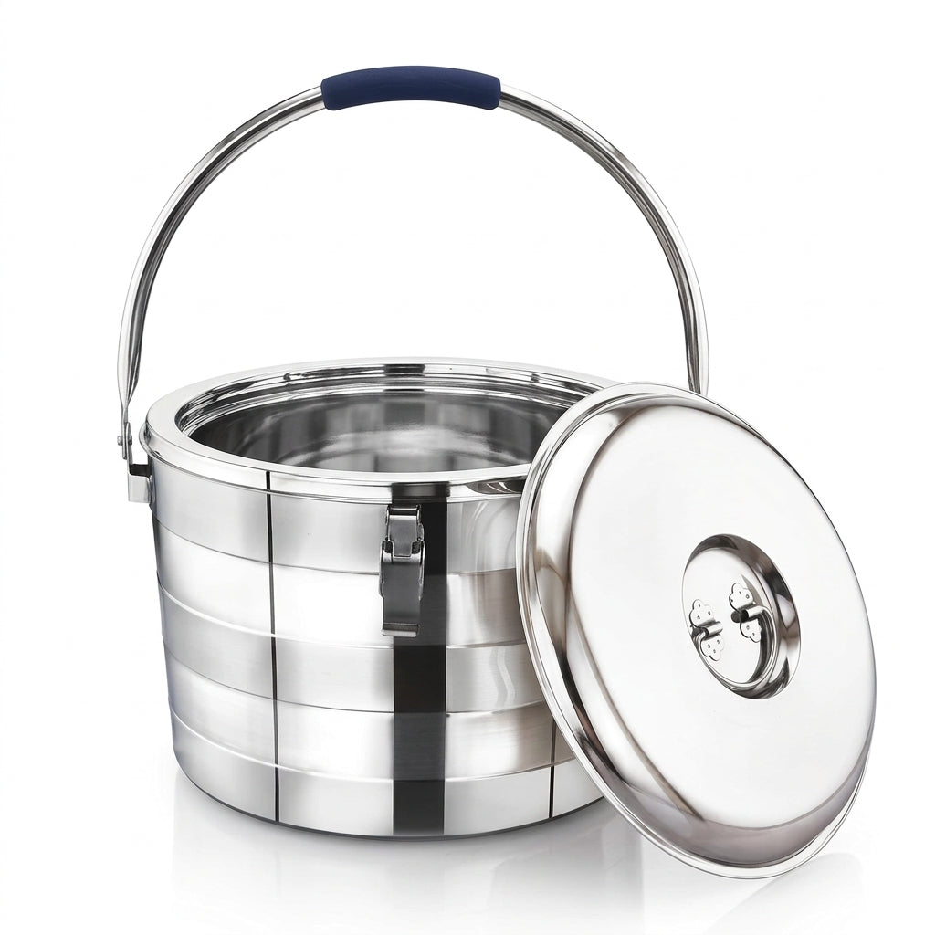 Maxima Stainless Steel Tall Boy Insulated Food Carrier – 25 Litres, Silver