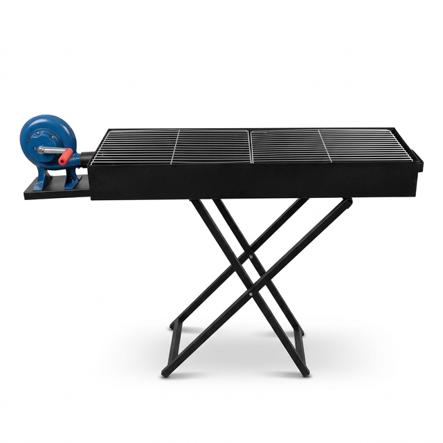 Metal BBQ Grill with Stand Black – 70×90×30cm