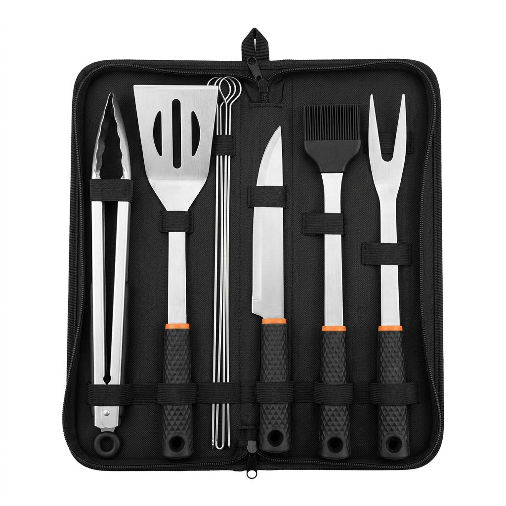 Metal BBQ Tools Set in Carry Bag Black 