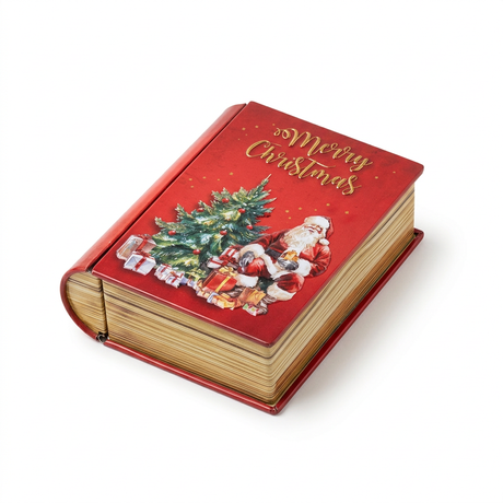 Metal Christmas Book Design Gift Box Red - 12×10cm