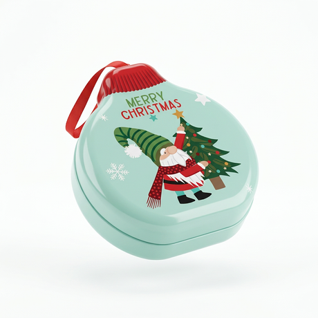 Metal Christmas Candy Box Mint Green - 13×12cm