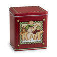 Metal Christmas Candy Box with Gingerbread Design – Red – 16 × 13 cm

