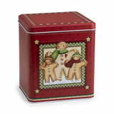 Metal Christmas Candy Box with Gingerbread Design – Red – 16 × 13 cm

