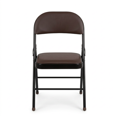 Metal Folding Chair with Dark Brown Seat - 78×40cm