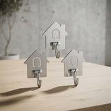 Kitchenmark Stainless Steel House-Shaped Multi Hooks, Silver, 3-Piece Set