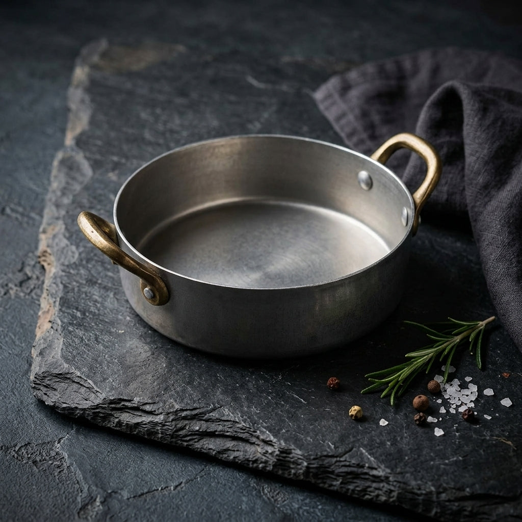Kitchen Master Stainless Steel Mini Casserole with Gold-Tone Handles – 12.25 × 3.5 cm