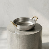 Kitchen Master Stainless Steel Mini Round Dish with Gold-Tone Handles – 15.5 × 4 cm