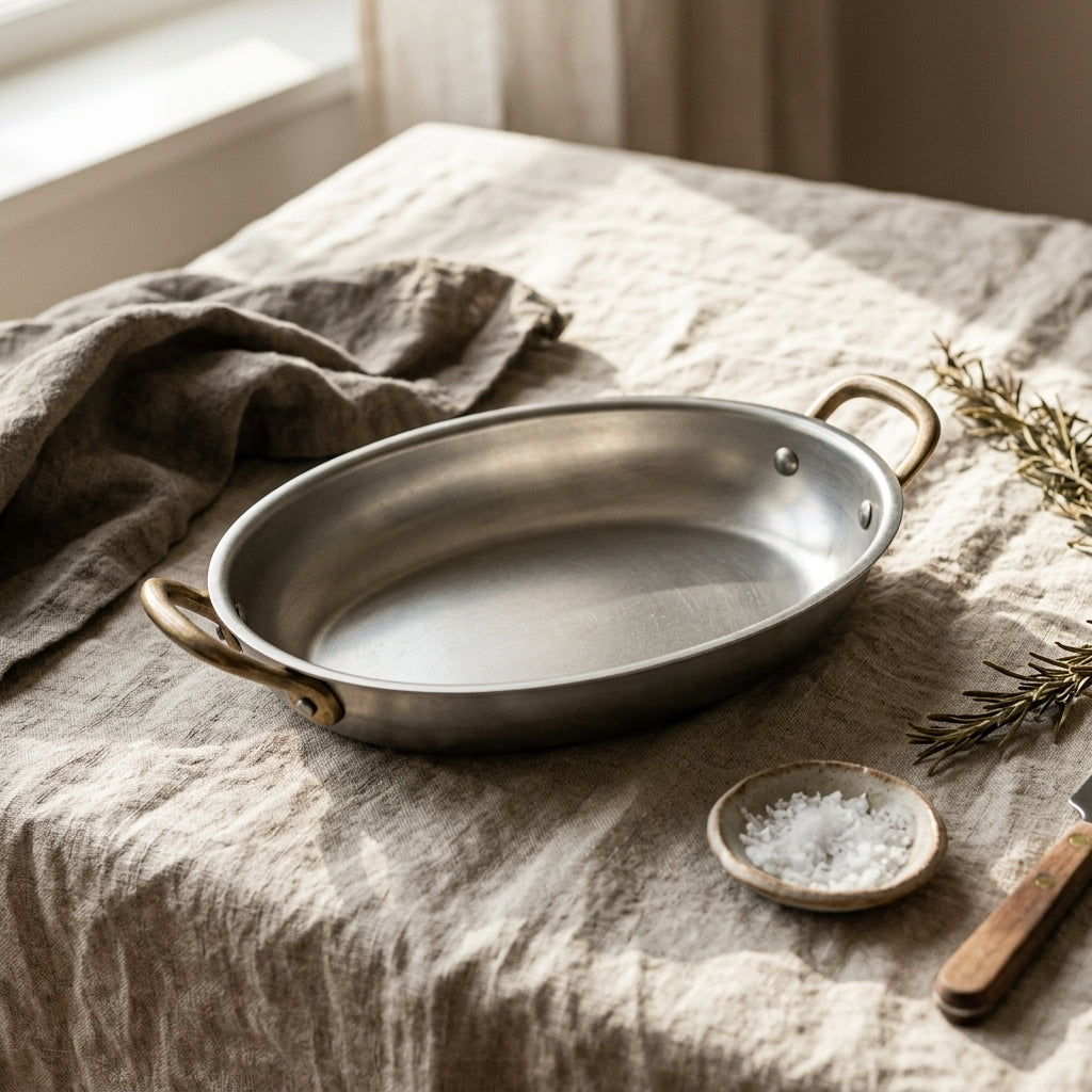 Kitchen Master Stainless Steel Oval Serving Dish with Handles – 18.5 × 13.5 × 3.25 cm