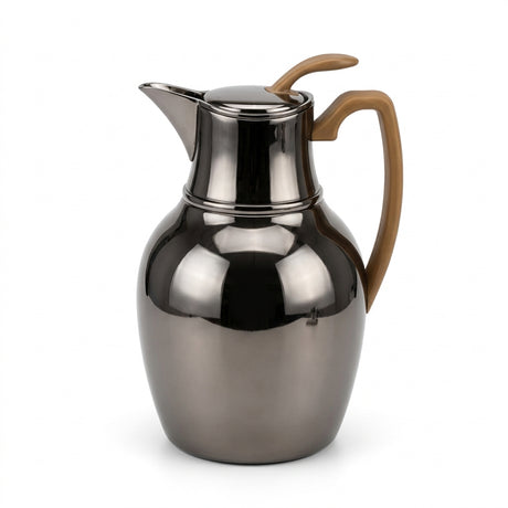 Mydot Vacuum Flask – Black Nickel with Wood-Finish Handle