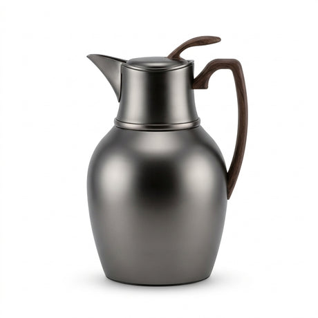 Mydot Vacuum Flask  – Matt Black Nickel with Dark Wood Finish