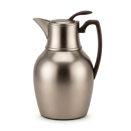 Mydot Vacuum Flask  – Matt Nickel with Dark Wood Finish