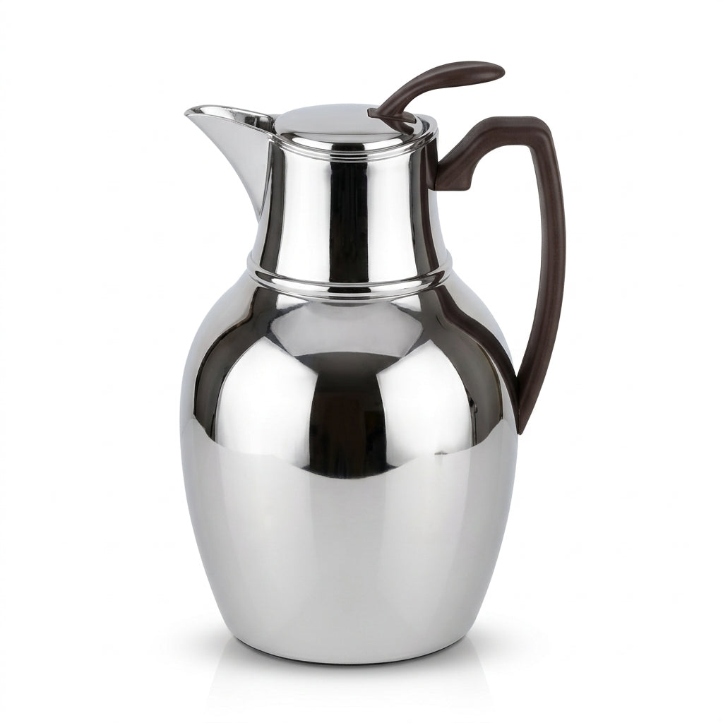 Mydot Vacuum Flask – Nickel with Dark Wood Finish