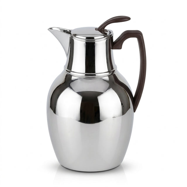 Mydot Vacuum Flask – Nickel with Dark Wood Finish