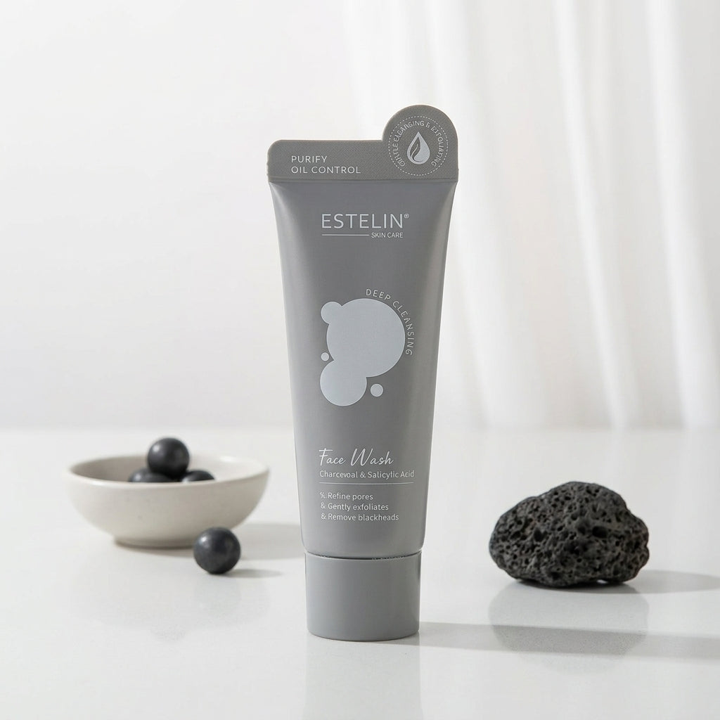 Estelin Black Charcoal & Salicylic Acid Deep Cleansing Face Wash – 80g