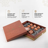 Otantik Octara - Tea Set (19-Pc) - Orange & Silver