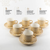 Otantik Octara - Cappuccino Set (12-Pc) - Ivory & Gold - 240ml