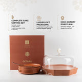 Otantik Octara - Cake Serving Set (9-Pc) - Orange & Silver