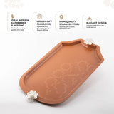Otantik Octara - Stainless Steel Serving Tray - Orange & Silver 19"12"
