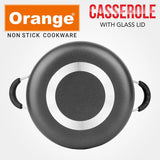 ORANGE Non-Stick Casserole with Glass Lid 22cm