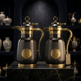Ripple Vacuum Flask Set, 2 × 1 Litre, Nickel Black with Gold