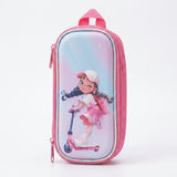 Kanari 3-Piece Trolley School Bag Set 16 Inch – Scooter Girl Print – Pink (Trolley Bag + Lunch Bag + Pencil Pouch)