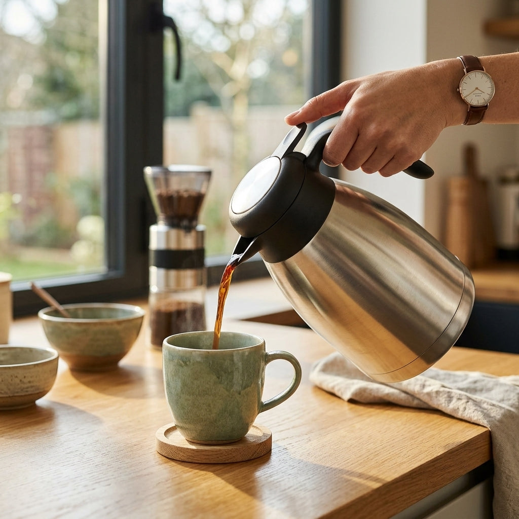 Homex Stainless Steel Vacuum Flask – 1.5 Litre, Silver and Black