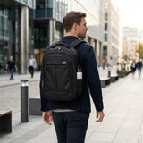 LuckySky 20inch Trolley School Bag – Black – Wheeled Backpack with Retractable Handle