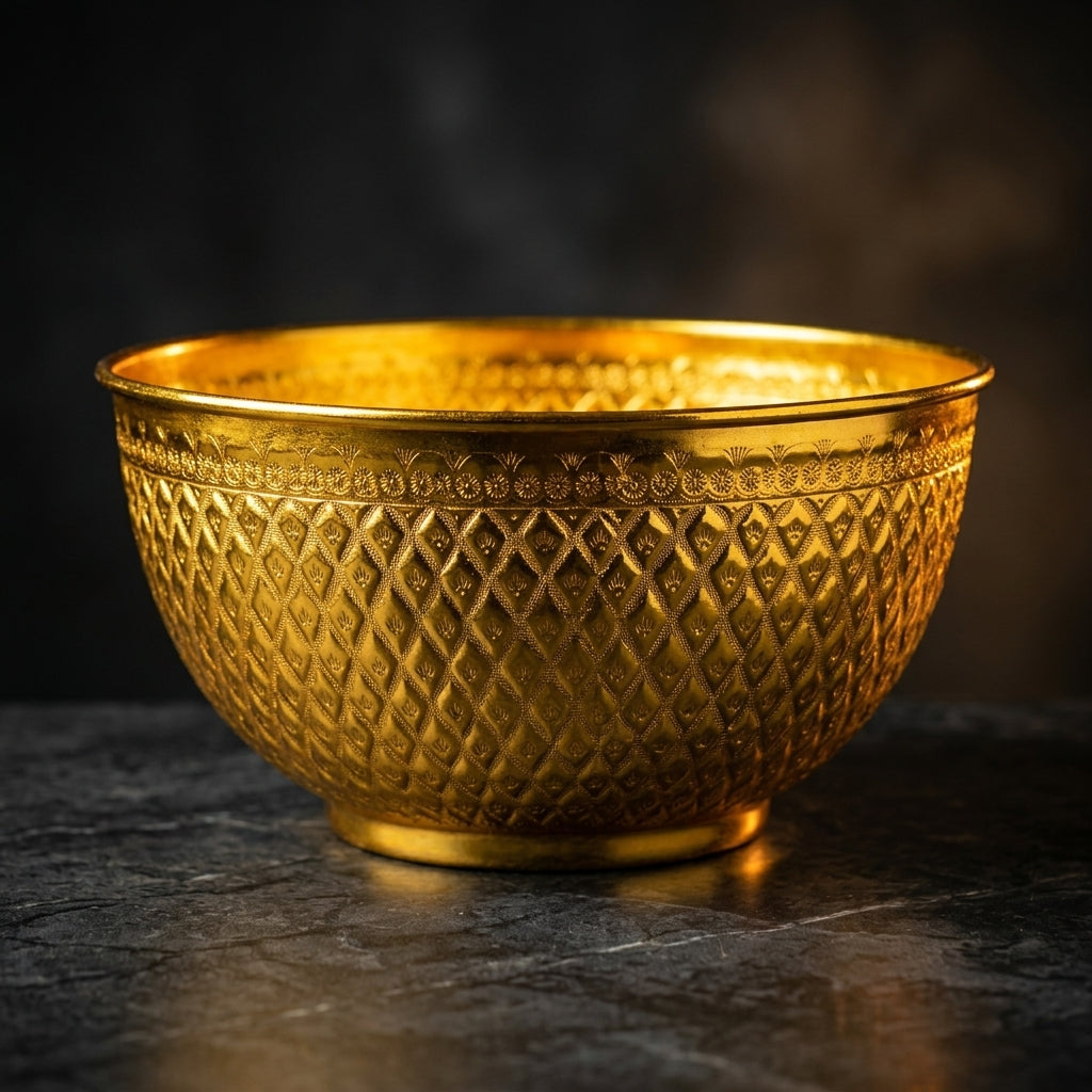Diamonds Aluminium Mixing Bowl 24cm – Gold Embossed Design